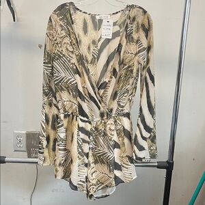 Animal Print Long Sleeve Romper